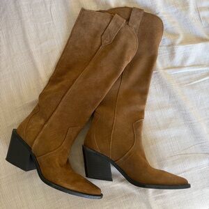 Mango Leather Suede Cowboy Boots